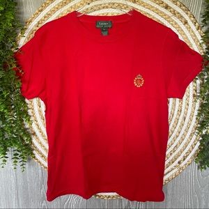 LAUREN RALPH LAUREN Womens 100% Cotton Short Sleeve Top Shirt Size M